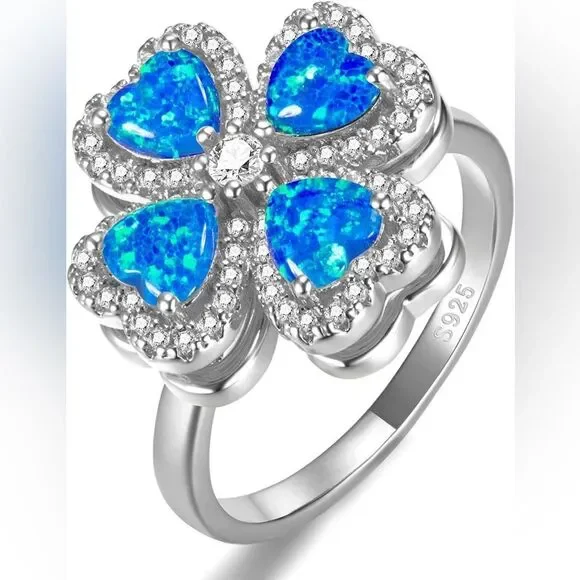 NEW Weinuo Silver and Blue Women's Anxiety Spinner Ring Size 9 - Picture 10 of 10